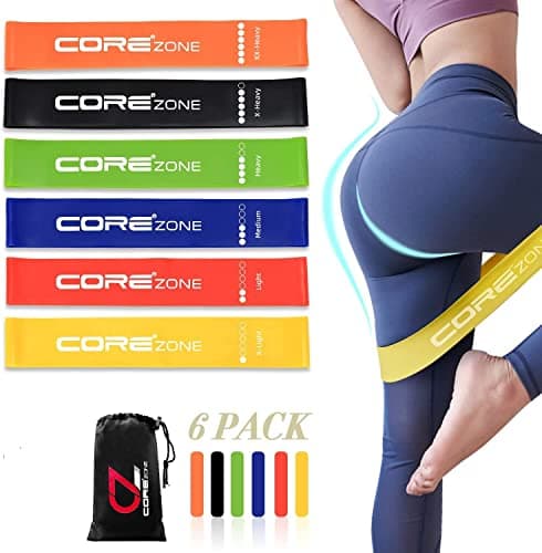 COREZONE Resistance Bands Set of 6 - Loop Exercise Bands for Working Out, Booty Bands for Women & Men, Glutes, Legs, Bum, Home Gym Workout, Yoga, Pilates, Physical Therapy - 6 Resistance Levels — view 6