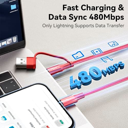 Travel Essentials 4 in 2 Multi Charging Cable with Dual Type C PortS 10FT — view 4