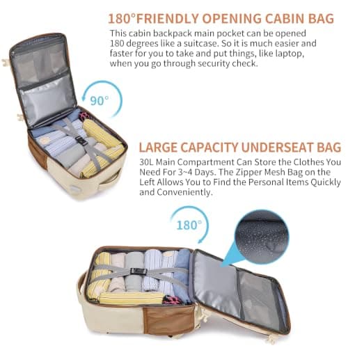 for New Ryanair Cabin Bags 40x30x20 Underseat Small Travel Backpack, Beige — view 5