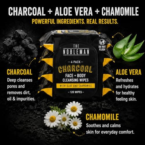 Men's Charcoal Face + Body Cleansing Wipes - 4 Pack (120ct) — view 6