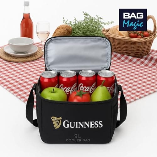 Guinness Backpack & Cooler Bag Set – Official 15” Laptop Rucksack (42x32x11cm) + 9L Insulated Lunch Bag | Work, School & Travel Bundle | Lightweight Black Bags with Adjustable Straps & Bottle Holders — view 6