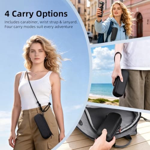BRDRC Carrying Case for DJI Osmo Pocket 4, Portable Protective Storage Bag with Lanyard, Wrist Strap and Carabiner, Hard Shell Travel Case for DJI Pocket 4 Camera Accessories — view 4