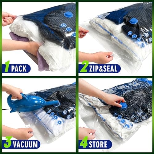 STORAGE MASTER Space Saver Bags for Travel and Home Reusable Vacuum Storage Bags Save 80% More Storage Space Work with Vacuum Cleaner (9 Small, No Pump Included) — view 4