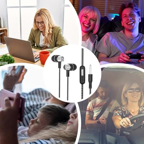 Wired Phone Earbuds - HighQuality Ear Headphones, Corded Portable Earphones Microphone | Sweat Proof Durable Design, Comfortable Wired Earbuds For Music Lovers Walking Jogging Travel Airplanes Daily — view 5
