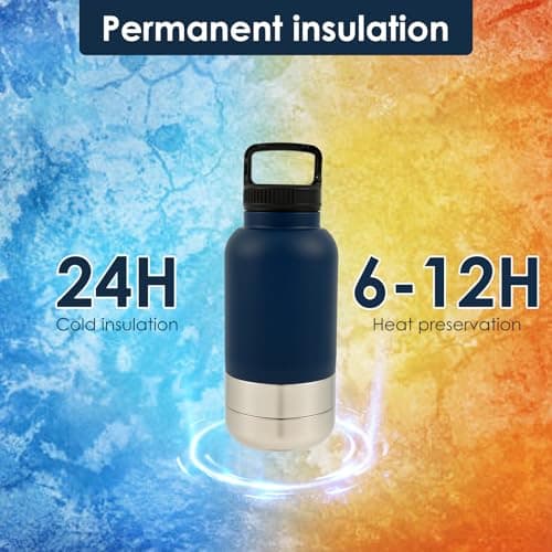 3-in-1 Dog Water Bottle, Stainless Steel Insulated Dog Travel Water Bottle with 2 Detachable Bowl, 32oz Pet Drinking Cup for Walking, Travel, Camping — view 5