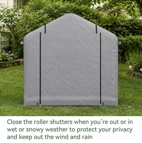 Aoxun 2.2x1.6M Heavy Duty Outdoor Storage Shed, PE Woven fabric, 3000mm Waterproof Portable Bike Shed Shelter and Garden Storage Tent, Roll-up Door Carport for Motorcycle and Lawn Tools, Grey — view 4