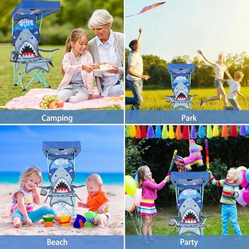 Meng Jiaran Kids Folding Camping Chair with Canopy, Blue — view 5