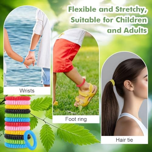 AOOWU Mosquito Repellent Bracelet 12 Pack, Mosquito Repellent Patches 72 Patch, All-Natural Deet-Free, Stretchy Waterproof Anti-Mosquito Wristbands, Insect Repellent Bracelet for Adults & Kids — view 5