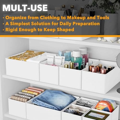 SpaceAid Set of 12 Drawer Organizers for Clothes, Underwear, Socks (White) — view 4