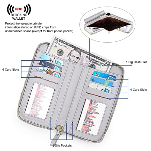 S-ZONE PU Leather RFID Blocking Crossbody Cell Phone Bag for 6.7 Inch Cellphone Women Leather RFID Blocking Wallet Purses with Credit Card Slots — view 4