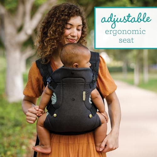 Infantino Flip 4-in-1 Convertible Baby Carrier, Adjustable, Ergonomic Babywearing, Registry Essential, Baby Carrier for Newborn to Toddler, Black and Gold — view 6