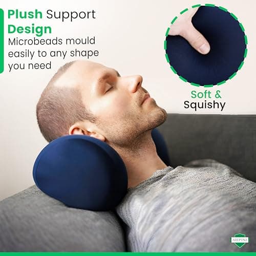 ADEPTNA Extra Soft Microbead Travel Neck Support Pillow Back Head Cushion Micro Bead Stress Relief Beanie Pillow — view 4