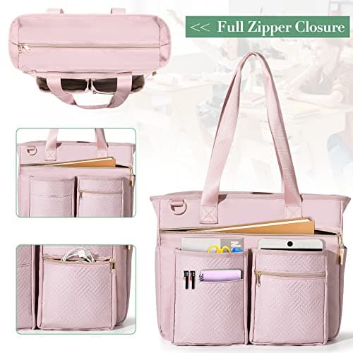 Fasrom Laptop Tote Bag for Work Women, for up to 15.6 Inches Laptop, Pink — view 4
