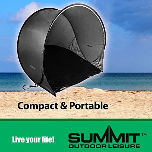 VFM e-Store - Easy-To-Assemble Black Pop Up Tent for Beach, Fishing, and Camping - Perfect Shelter for Picnics, Festivals, and Summer Break - Portable and Ideal for Holiday Survival Equipment — view 3