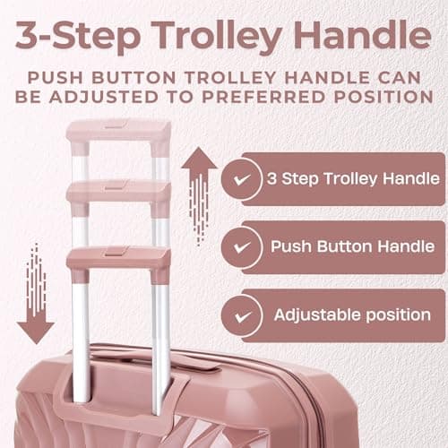 DK Luggage Carry-on 20” Cabin EasyJet, BA, Jet 2 Hard Shell Approved Hand Luggage Polypropylene Suitcase 4 Wheel Spinner Luggage (Gold ST81, Cabin) — view 4
