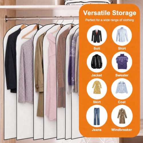 Boyfield 2 Pack Dress Bags - 140x60cm Clothes Storage Bags & Suit Bag Covers for Travel and Garment Protection (Matte White) — view 6