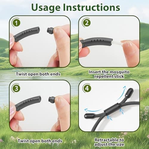 Itonash Mosquito Repellent Bracelet, Mosquito Repellent Wristband Adjustable Essential Oil Anti Mosquito Bracelet with 6 Replacement Sticks for Kids Adults Indoor Outdoor Trip (Midnight Black) — view 5