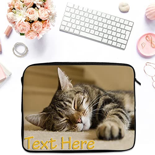 Personalised Tabby Cat Tablet Sleeve Laptop Case Adults iPad Zip Pouch Protective Carry Travel Bag Kittens Birthday Gift ST824 (Large 14" – 15.6") — view 3
