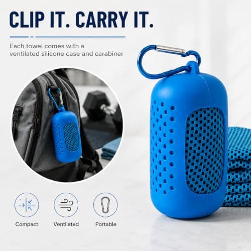 Cooling Towels 100x30cm, with Silicone Case and Carabiner for Hot Weather — view 3