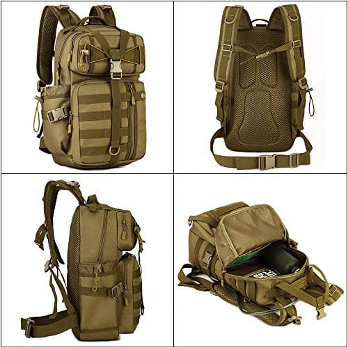 YuanWen Hiking Backpack, 30L Molle Tactical Backpack Military Assault Pack Laptop Waterproof Rucksack for Hiking Camping Travelling Outdoors Trekking Black — view 3