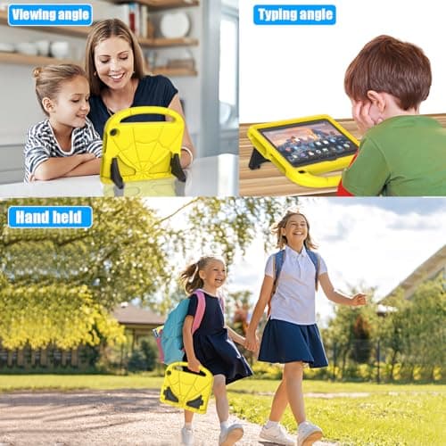 Tablet Case for 8inch Tablets, Not Work on Sony Nokia 8 inch Tablets, Mansiruyi Lightweight Kids-friendly Case with Handle Stand - Yellow — view 3