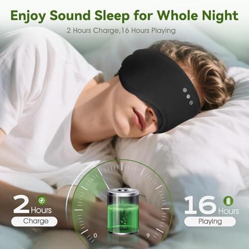 MUSICOZY Organic Bamboo Cotton Sleep Mask Headphones, 100% Blackout — view 5