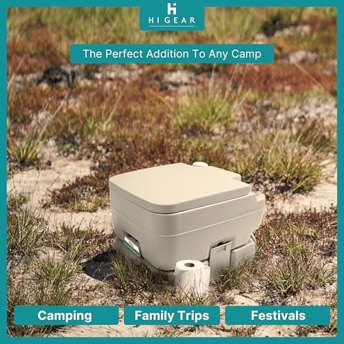 Hi-Gear Portable Flush Toilet with Seat, Bellows Pump & Double Sealed Valve, 10L Capacity Waste Tank, Lightweight, Durable & Hygienic, Ideal for Camping, Festivals, Travel and Emergency Use — view 3