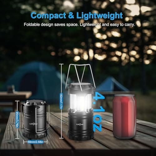 ILEEDear Camping Lamp, Battery Operated, Portable Ultra Bright LED Lantern, Foldable Camping Hanging Lamp, Survival Kit, for Hiking, Camping, Emergency Equipment, Power Failure etc. Pack of 4 — view 2