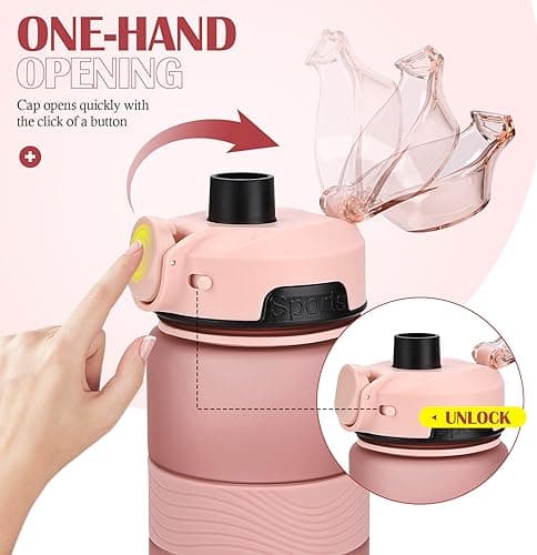 CodiCile Water Bottle, BPA Free 1l Water Bottle Leak Proof Drinks Bottle, Large Sports Bottle Great for Gym, School, Office and Travel (Rose-gold Pink) — view 4