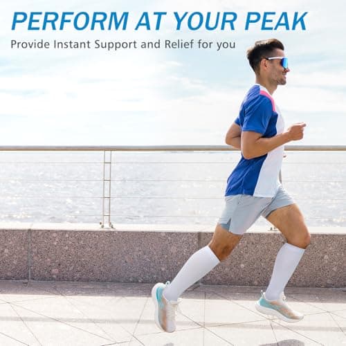 Oumida 2 Pairs Compression Socks for Women and Men, 15-20 mmhg Support Socks Stockings for Swelling, Running, Flight, Nurse, Flight — view 6