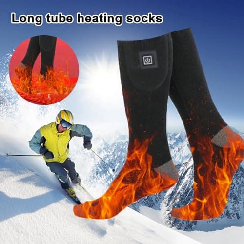 Heated Socks, Electric Heated Socks For Men And Women, Winter Foot Warmer Socks, Washable Electric Heated Socks With 3 Heating Settings, Suitable For Ski Riding, Snowboarding, Camping — view 2