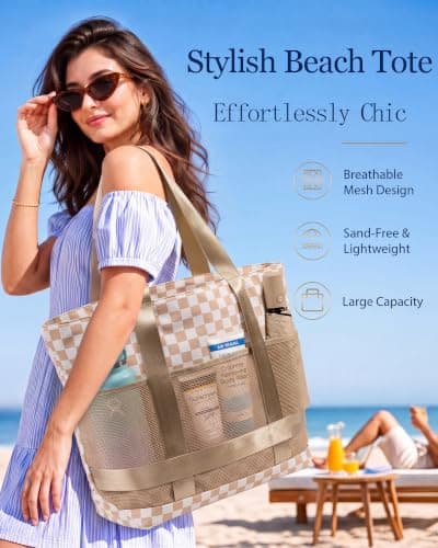Large Beach Tote Pool Swim Bag for Women Sandproof with Wet Compartment — view 2