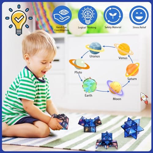 6 7 8 9 10 11 Year Old Boy Gifts: Infinity Cubes Toys for Kids Age 8-12 Birthday Presents for Girls Boys Autism Travel Magic Cube for Children Space Solar System Fidget Puzzles Smart Games Toy — view 4