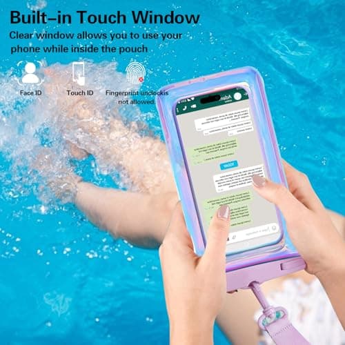 Up to 8.3" 4 Pack Iridescence Universal Waterproof Phone Pouch, Large Phone Waterproof Case Dry Bag, Protection Level: IP68, Outdoor Sports for Apple iPhone,Samsung,and More, Iridescence 4 Pack — view 5