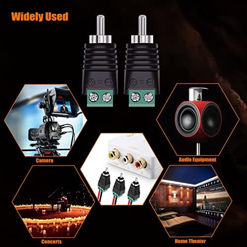 KUOQIY 12 PCS RCA Connector Male Adapter, Phono RCA Male Plug to AV Screw, Terminal Block Audio/Video Connector Adapter, for CCTV Security Camera System — view 6