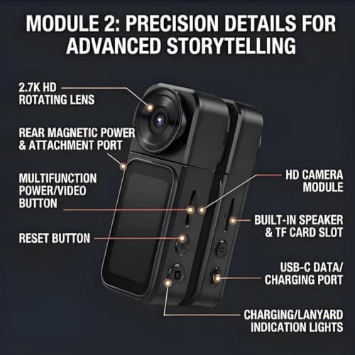2.7K 30FPS Mini Thumb Camera with 180° Rotating Lens for Daily Shooting — view 6