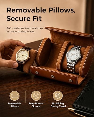 Bluvizo Watch Travel Case for 2 Watches: Premium Vegan Leather Watch Roll — view 5