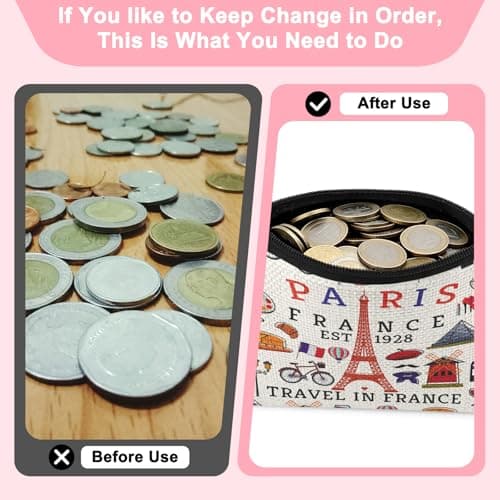 Funny Paris Travel Coin Purse for Women Girls Trip Paris Lovers Vacation Gifts for Traveler Birthday Mothers Day Anniversary Trip Coin Wallet Pouch for Traveler Friend Sister Friendship Gifts — view 5