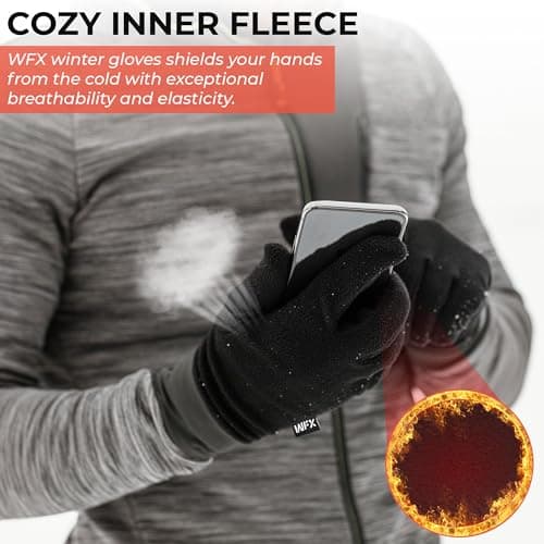 WFX Winter Gloves Windproof Ski Gloves Thinsulate Thermal Glove TouchScreen Anti Slip Warm Glove's for Climbing Skiing Cycling Running Hiking Snowboarding Outdoor Sports Men and Women (Black, M) — view 5