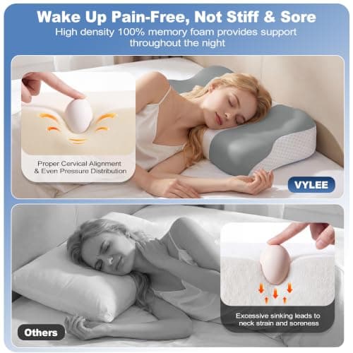 VYLEE Memory Foam Pillow, Neck Pillow, Ergonomic Pillow, Cervical Pillow — view 5