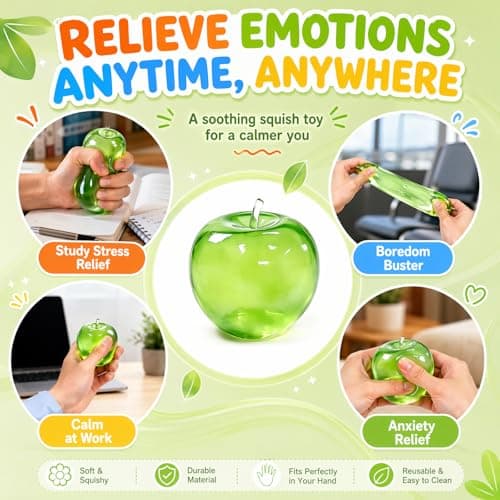 Apple Squishy Fidget Toy, Realistic Fruit Design Stress Ball — view 3