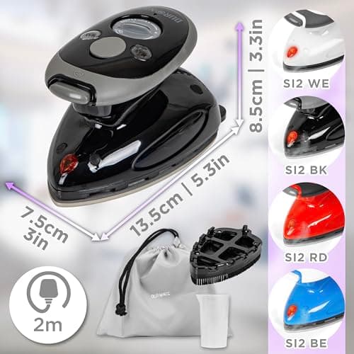 Duronic Travel Iron SI2 BK 375W Mini Irons with Variable Temperature Portable 50ml Black Steam Iron For Holiday Quilting Crafts Compact Design for Travelling — view 2