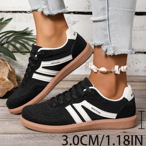 Women’s Stylish Round Toe Non-Slip Casual Orthopedic Shoes, Retro Lace Up Sneakers Trendy Tennis Shoe Walking Footwear (Burgundy,7) — view 4