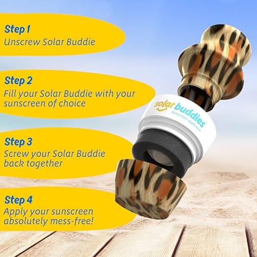 Solar Buddies Sunscreen Applicator - Leopard Single - Refillable Roll on Sponge Sunscreen, Suncream & Lotion Applicator For Kids, Adults & Families - Holds 3.4fl oz, Perfect Size for Travel — view 4