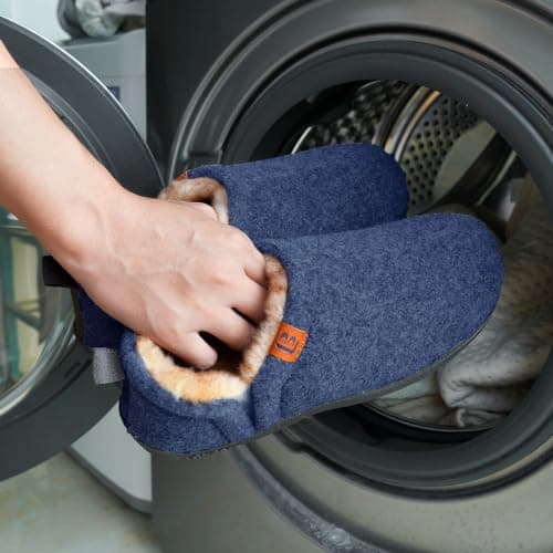 LongBay Men's Slippers Warm Memory Foam House Shoes Winter Gift Blue 6/7 UK — view 6