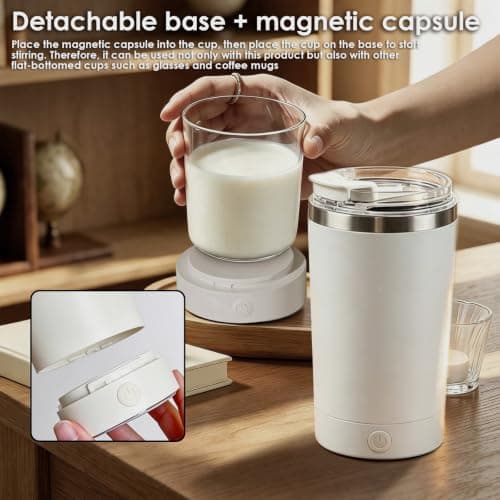 Weiyonse Self Stirring Mug - Travel Coffee Mug, 400ML Smart Tumbler 316 Stainless Steel, Insulated Coffee Cup TPYE-C Rechargeable, Stirring Cup with Detachable Magnetic Base for Office Travel — view 2