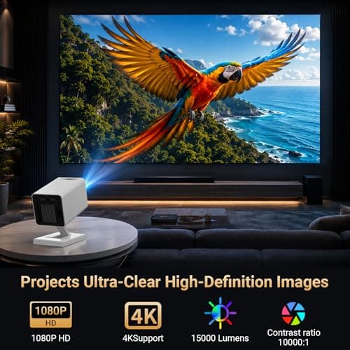 Mini Projector for Bedroom Portable with WiFi 6 and Bluetooth 5.4 Built-in Apps 1080P 4K Support Movie Auto Keystone Ceiling Projector — view 3