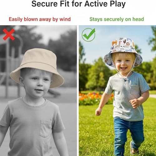 Children's Bucket Hat, Outdoor Activity Children's Sun Hat, Children's Sun Protection with Adjustable Chin Strap, Foldable Design for Travel and Beach, Children's Sun Hats for Boys and Girls — view 4