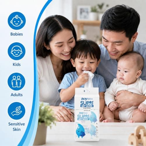 Big Dealz Super Mini Travel Wet Wipes, Sensitive, 8 Pack (64 Wipes), white — view 3