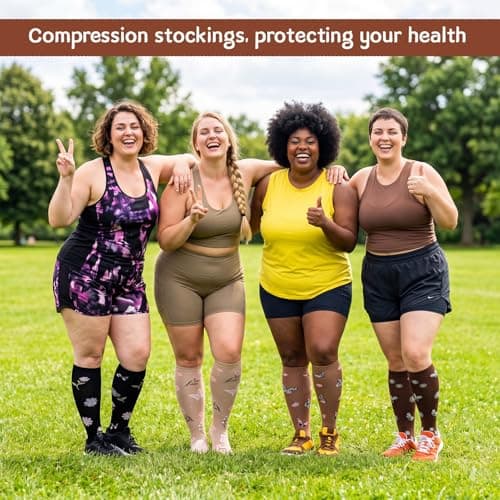 Zuimei 4 Pair 15-20 mmHg Plus Size Compression Socks for Women Men — view 2
